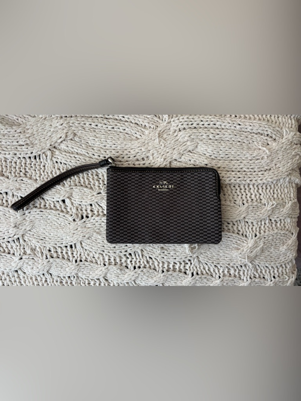 Coach F13311 Gray and Black Jacquard Wallet (USED)